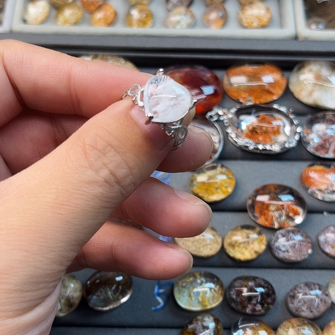 睡***1银S925镶嵌戒指烟晶