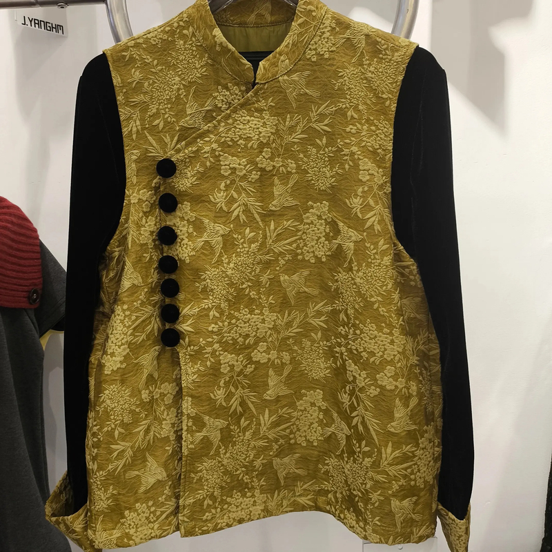 【大碗】Jy新中式国风春秋时尚百搭高级感独特马甲金丝绒小衫套装