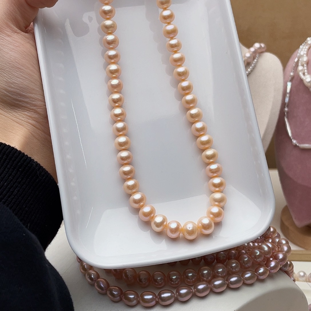 淡水珍珠项链银S925镶嵌汤**甜9-10