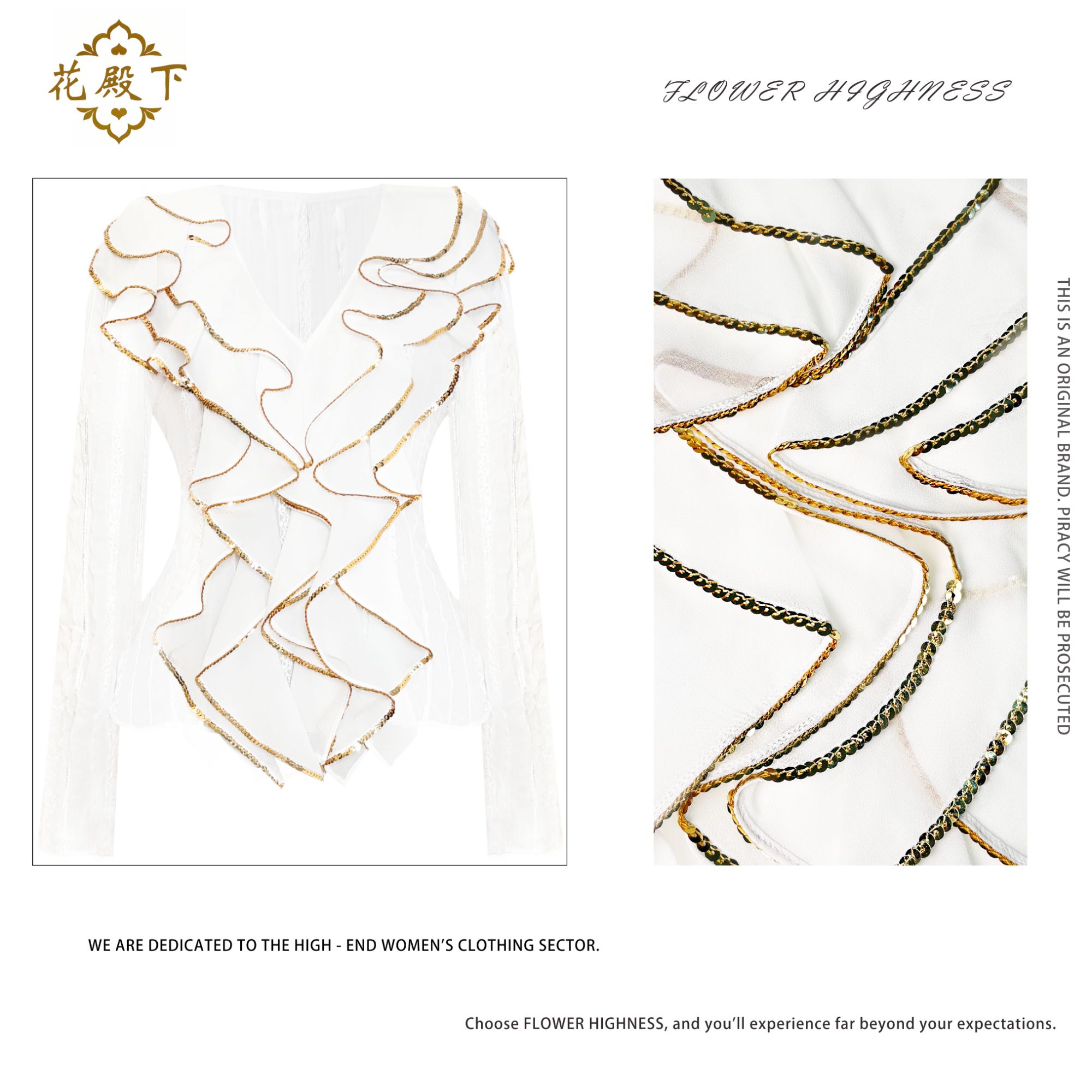 【25S浮金摩登】重工刺绣轻奢法式亮片显瘦气质名媛上衣2412005