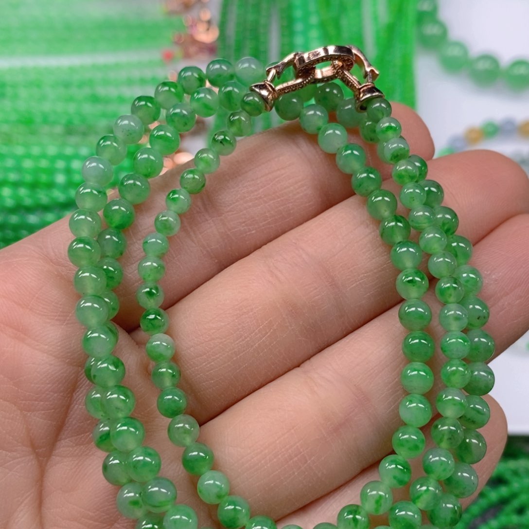 翡翠颈饰未镶嵌冰种飘阳绿塔链4，5.5m' m