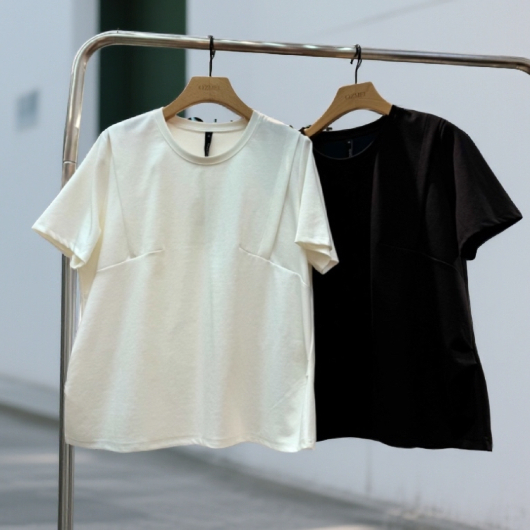 《水淼》2026新款分割捏褶T恤2617简约百搭时尚显瘦