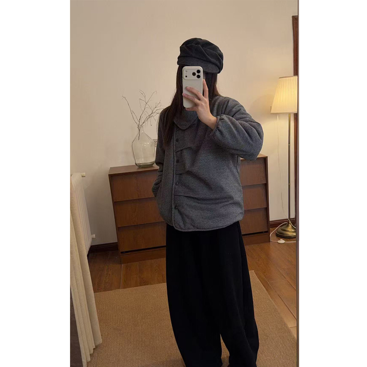 定制款睡衣女士冬季棉花衣棉袄加厚短款高级千鸟格可外穿家居服