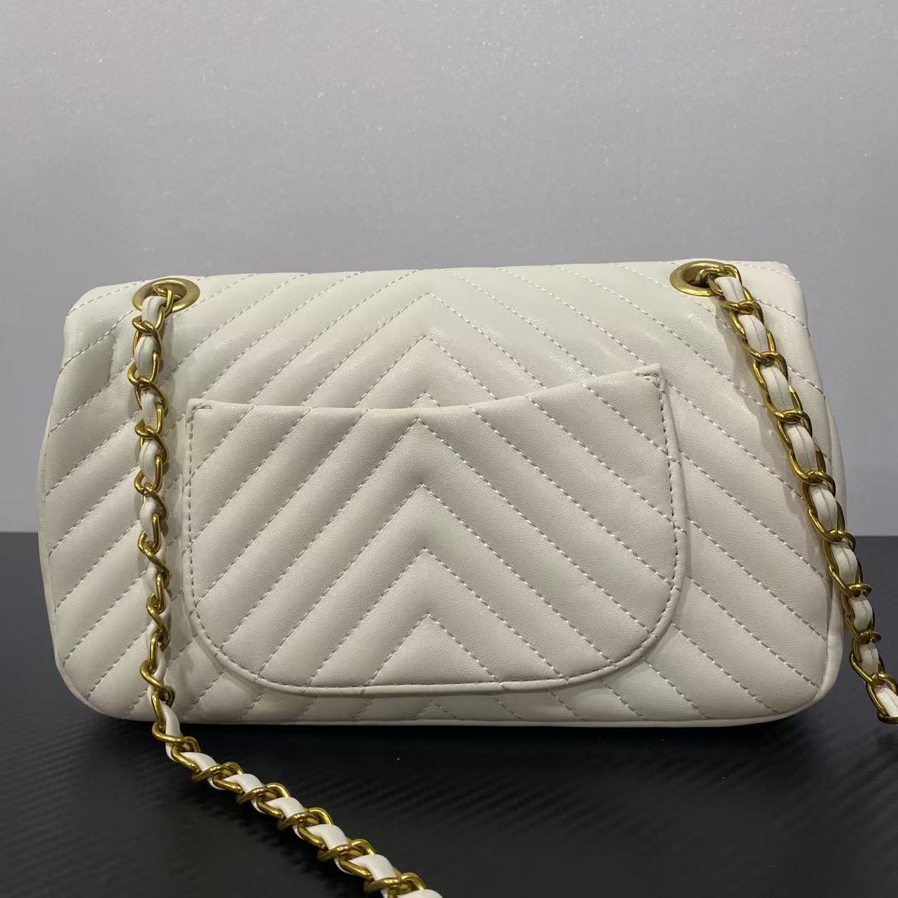 手工真皮包25-551132- v纹翻盖f-香 白色vf