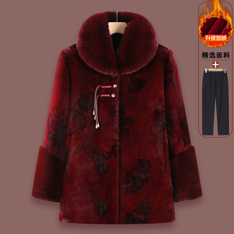 奶奶冬装棉服老年人女装外套老太太中长款毛领大衣妈妈加绒厚棉袄