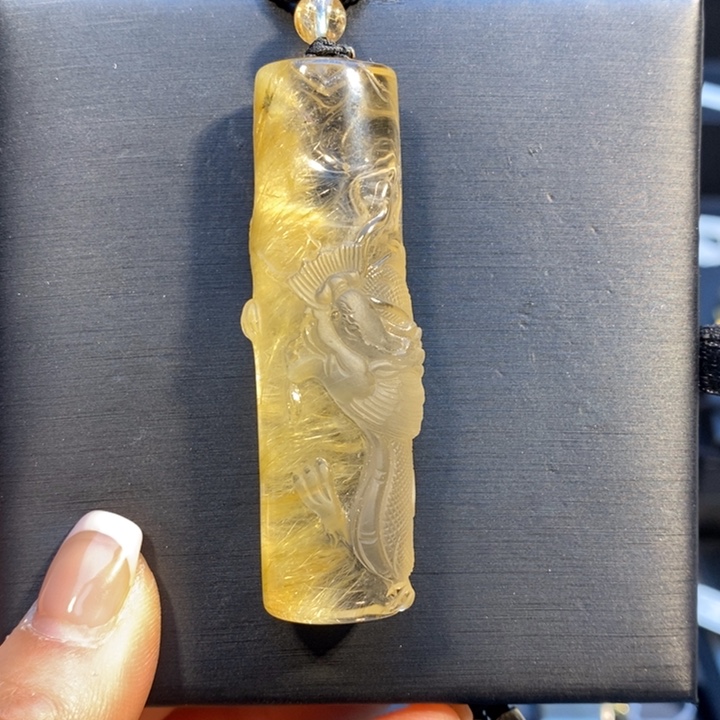 未镶嵌发晶颈饰金发晶龙柱吊坠