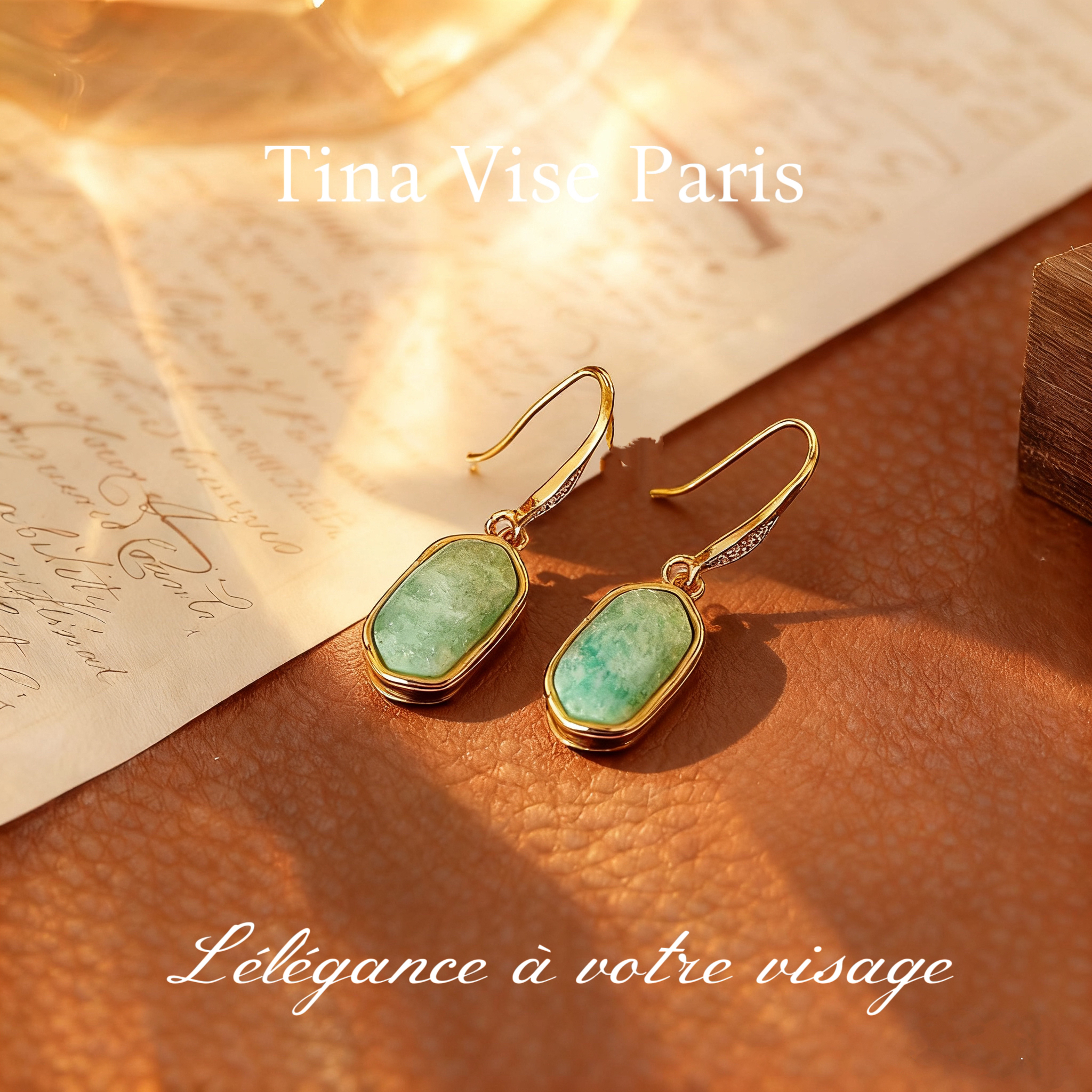 镀K金A1214《绿色海洋》法⭐️ Tina Vise缇娜薇斯 耳