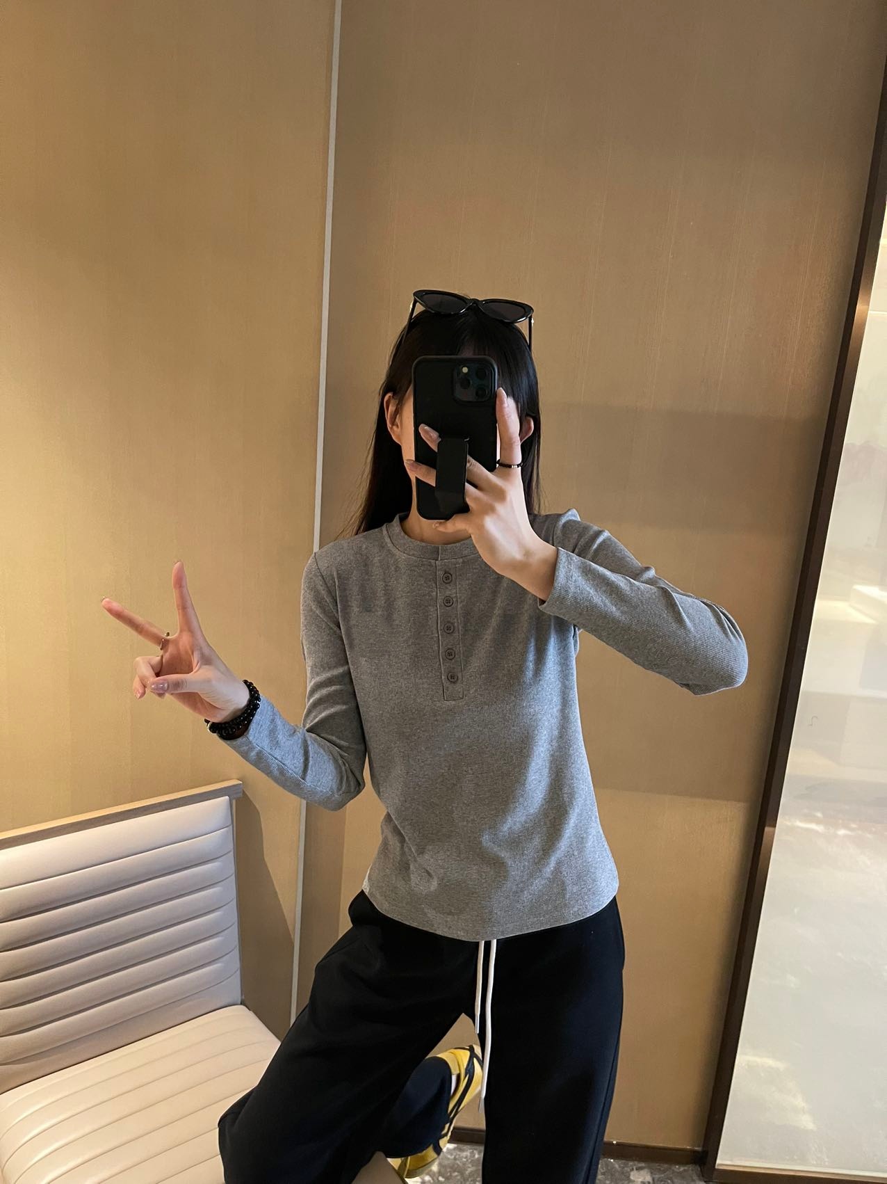 马修身型常规袖吸汗长袖耐磨T恤纯色套头打底衫宽松