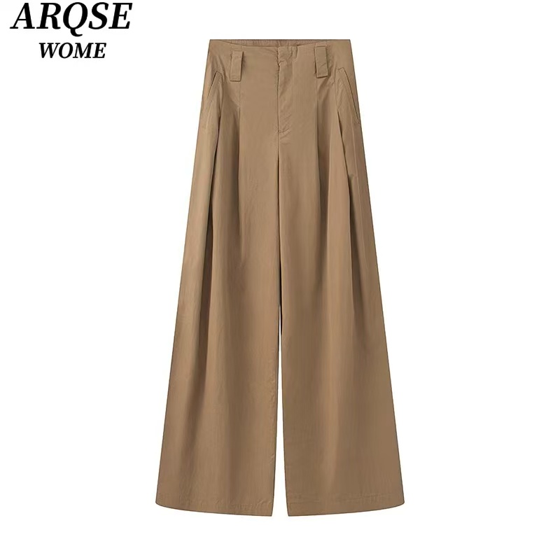 艾家商场同款2025夏季新品款高腰直筒阔腿休闲裤女3036