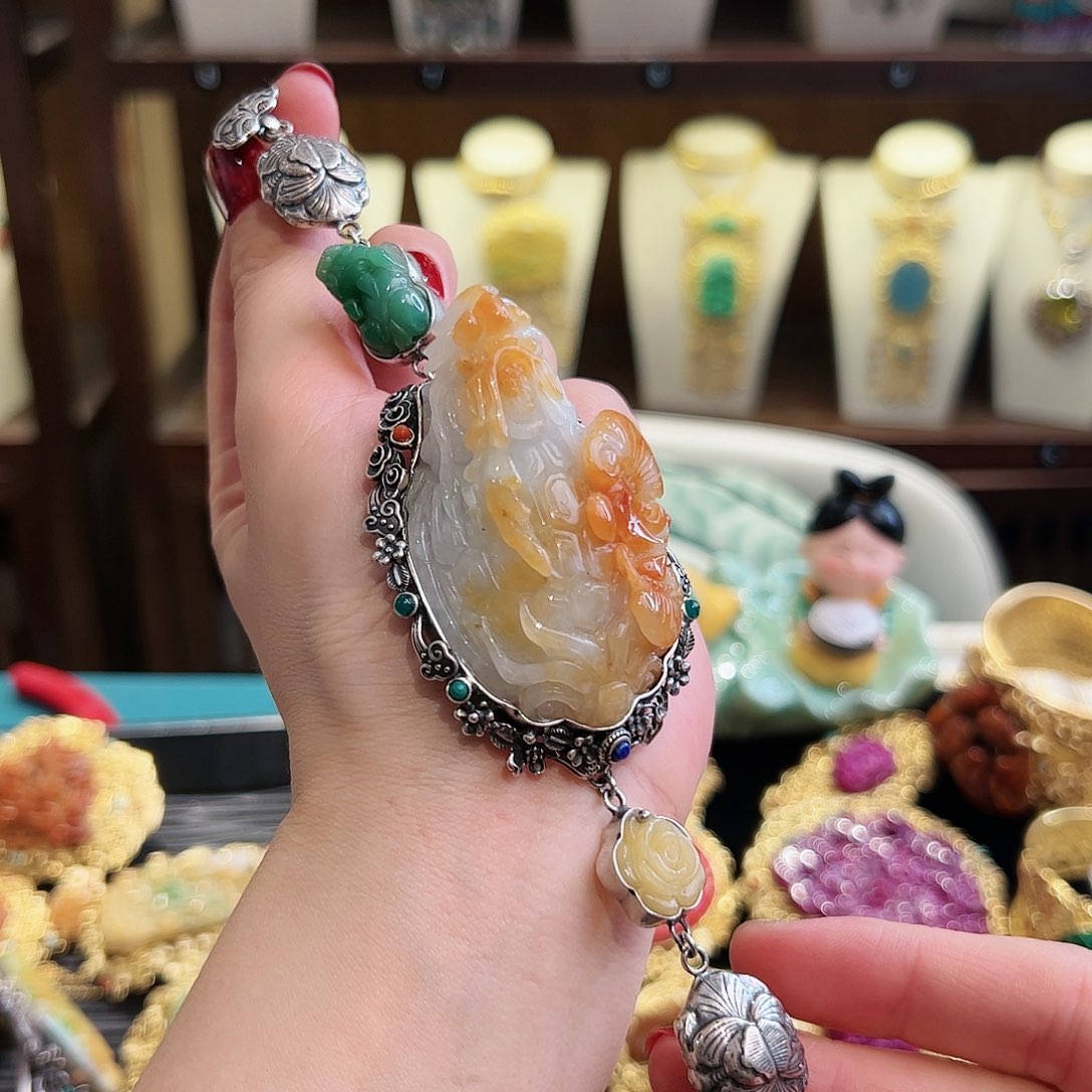 翡翠手链银S925镶嵌手链