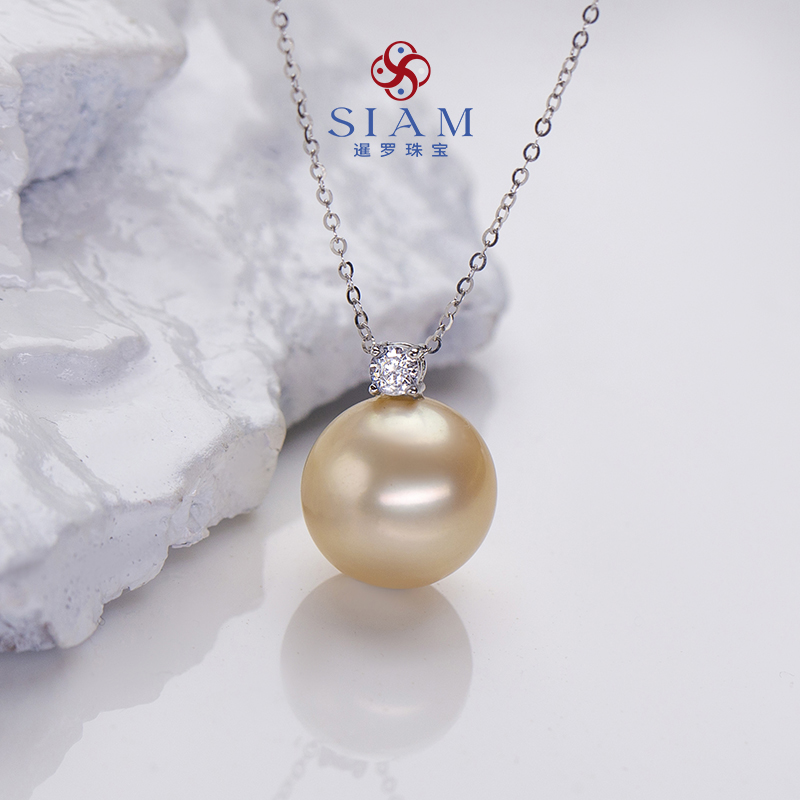 【暹罗珠宝】天然特选南洋海水金色珍珠吊坠13-14mm 116