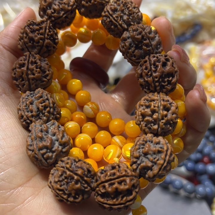 核桃手串/手链0.95/108金黄大白