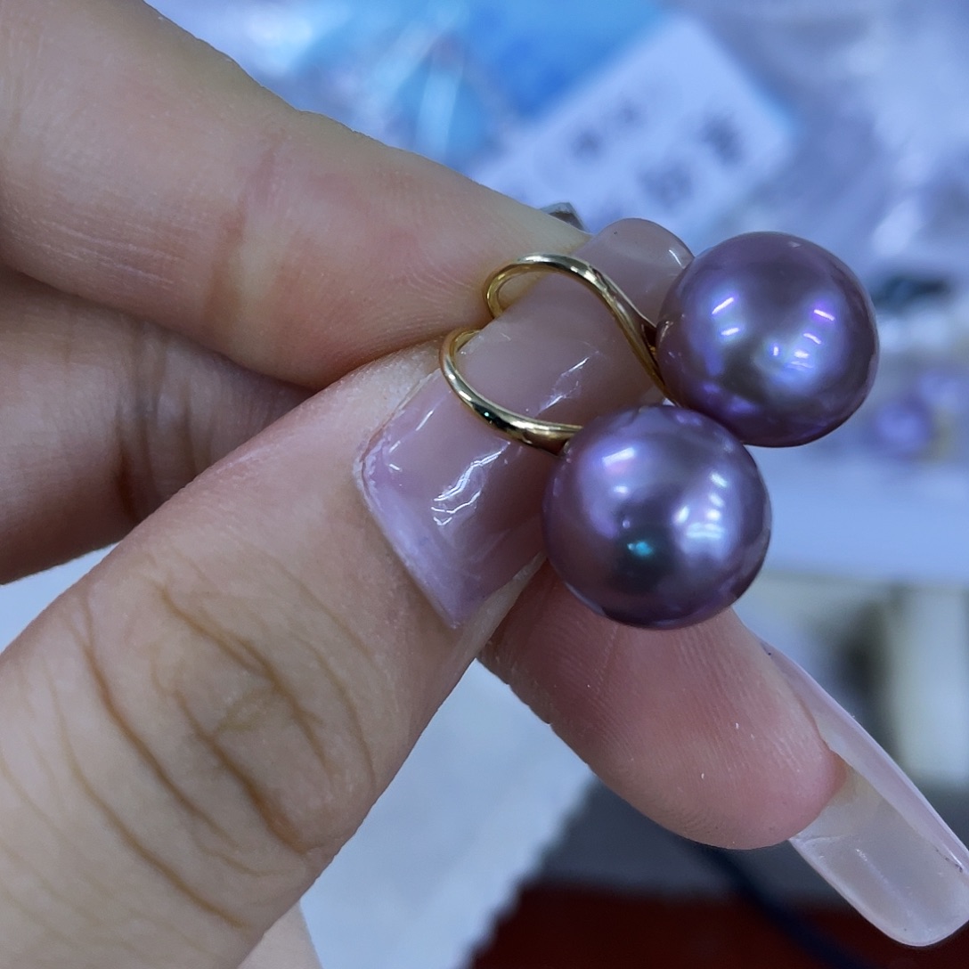 银S925镶嵌淡水珍珠耳饰