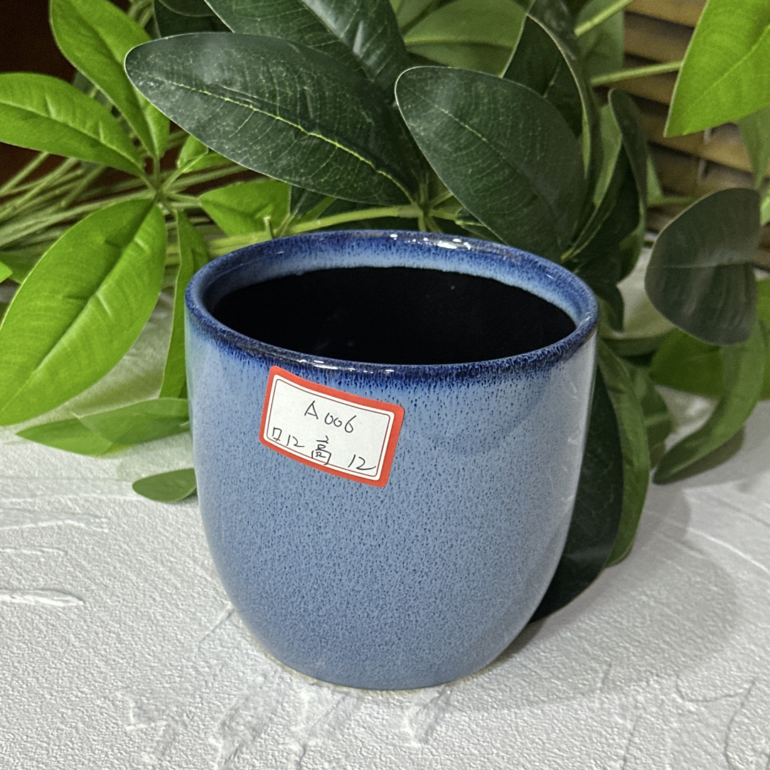 A006孔雀蓝花盆带托盘简约ins风北欧家用发财树绿萝绿植盆栽