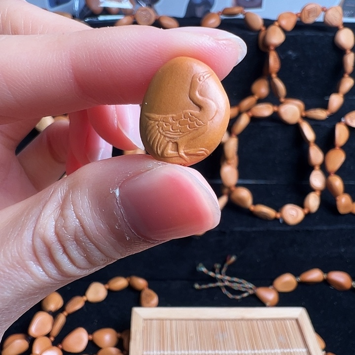 松木松子仙鹤雕刻单籽