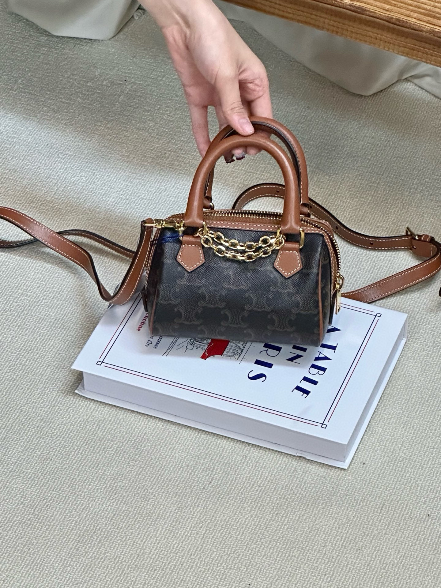 95新 Celine/思琳 celine老花mini波士顿斜挎包