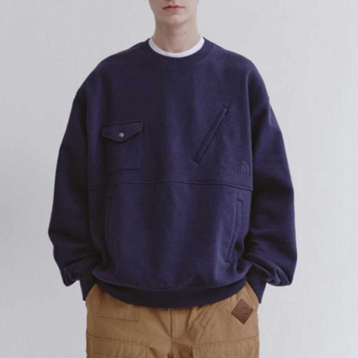 正品 北面 INVINCIBLE中田慎介联名宽松加绒休闲卫衣 蓝色 83OD