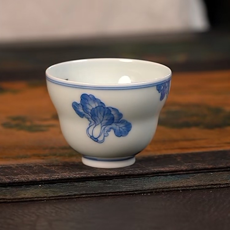【品遗敬仁】聚澜堂手绘青花白菜葫芦杯80cc
