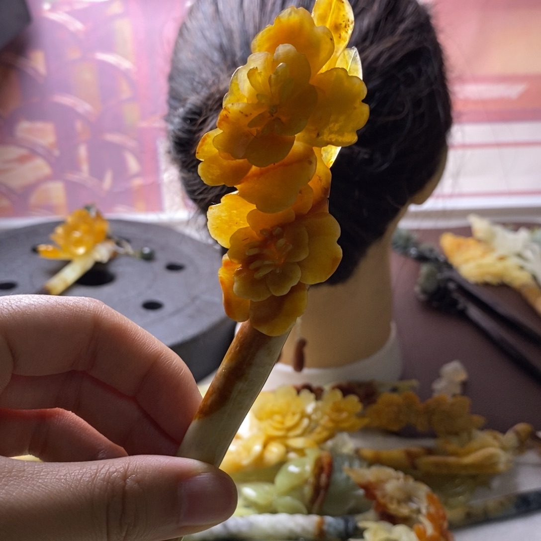 【闪购商品】蛇纹石玉合金发饰