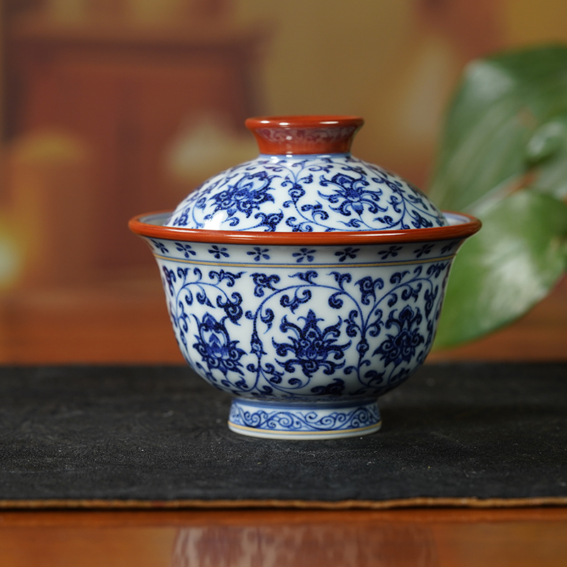 李校长永乐缠枝花心盖碗（一塌糊涂） lxz27