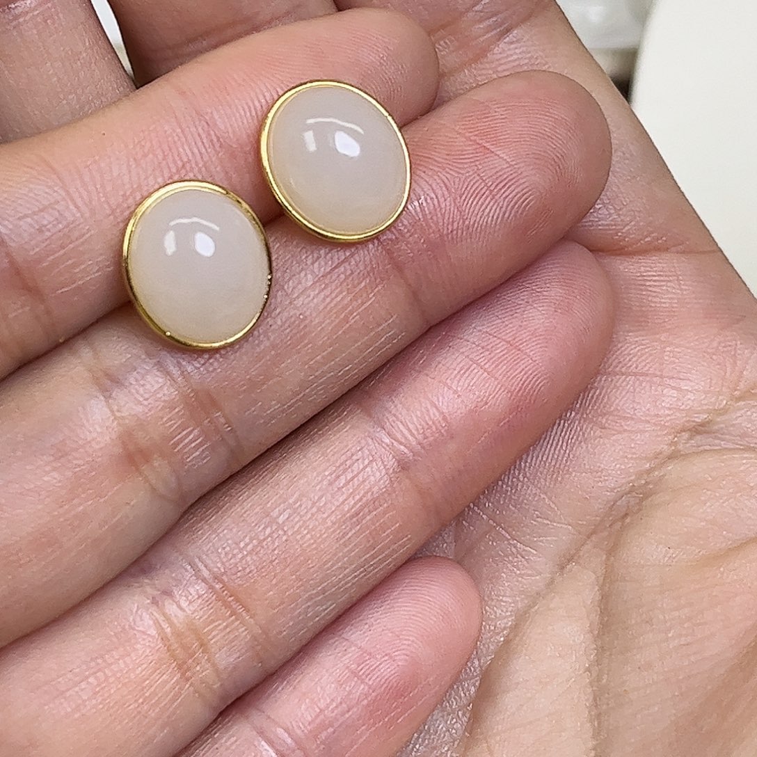 六***祥和田玉银S925镶嵌耳饰