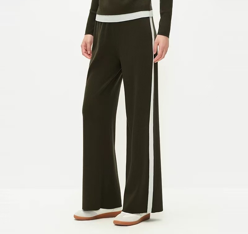 YM 66034新款通勤时尚侧边条纹高腰显瘦直筒休闲裤