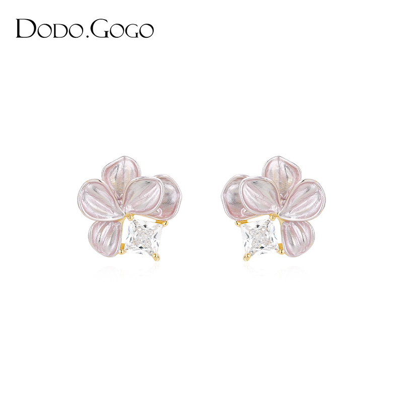 合金合成锆石耳饰 少女气质轻奢时尚百搭复古小众素款设计感法式