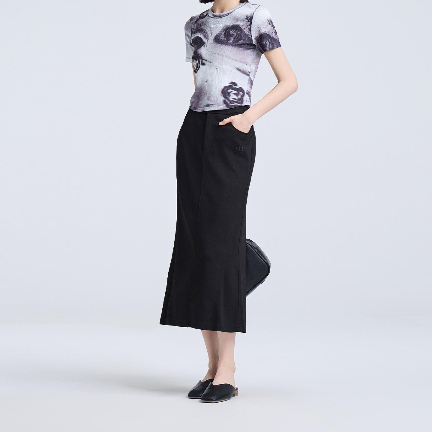 恩家秋复古女性半身裙A字裙气质高腰时尚休闲ESQQ7A807