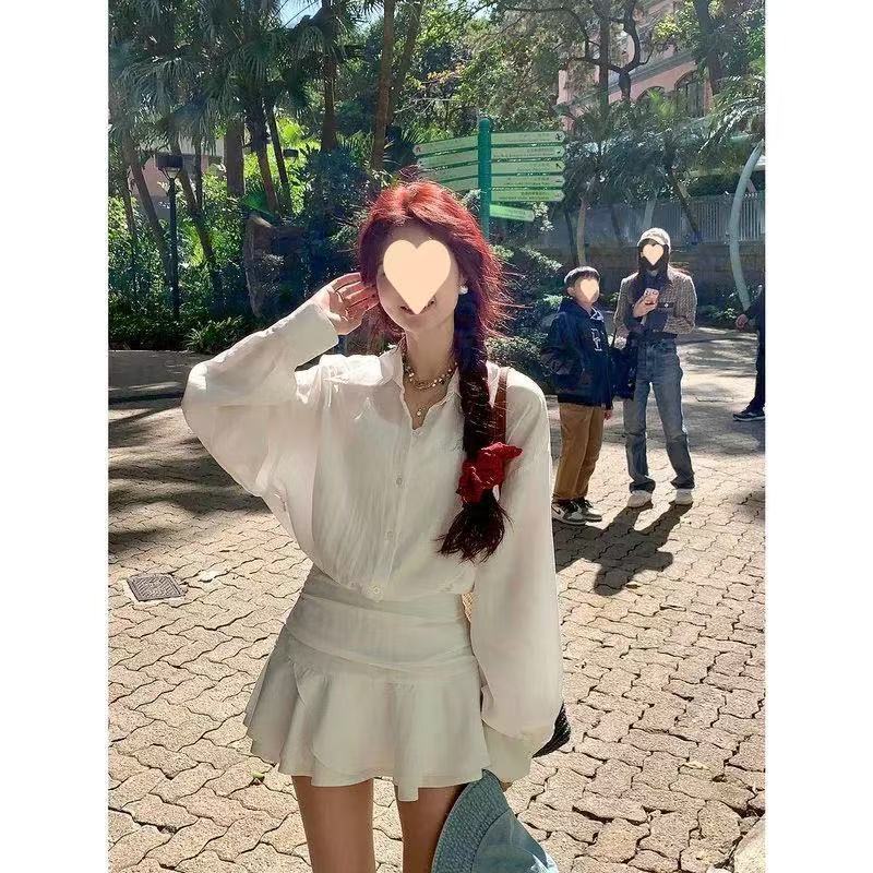 连体衬衣裙新款设计衬衫连衣裙法式气质衬衣显瘦白色完美国际联名