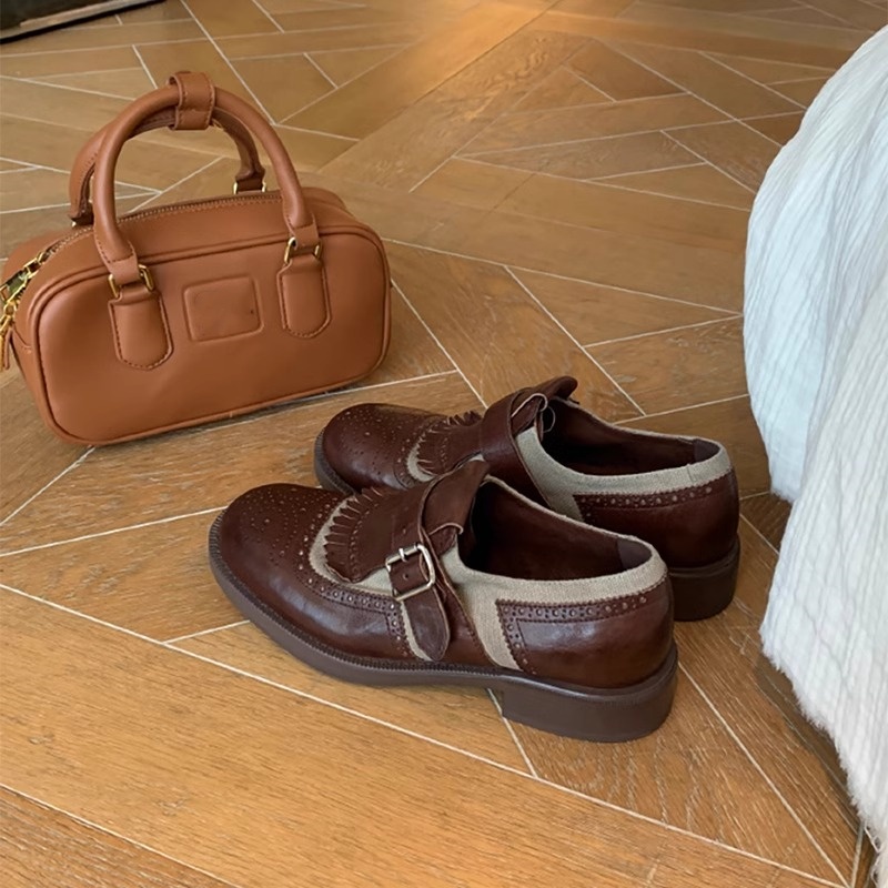 英伦风流苏雕花巴洛克皮鞋女2025年新款复古小皮鞋厚底乐福鞋单鞋