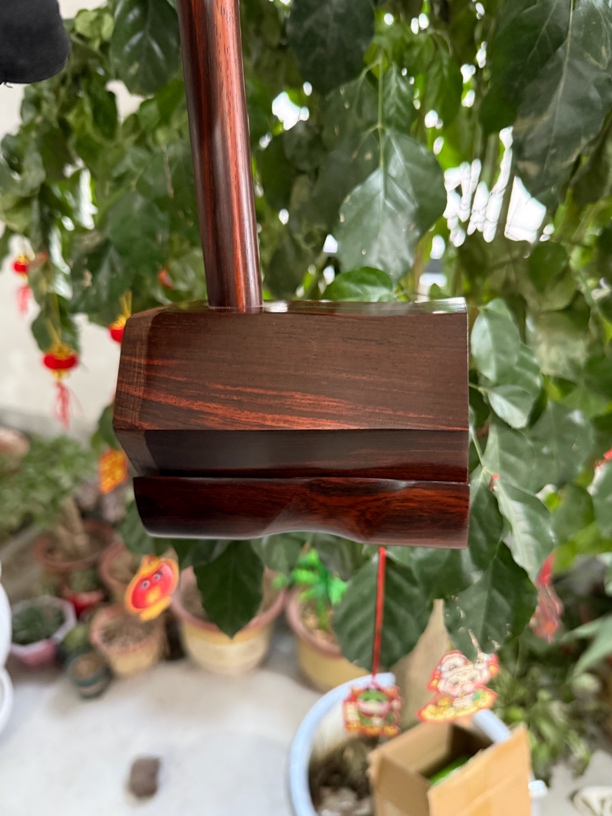 老红木新式回纹头越胡琴架送琴盒