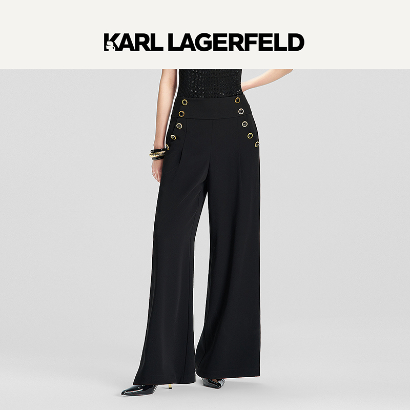 【汤汤专属】KARL LAGERFELD25春季新款黑色阔腿裤M21E1002