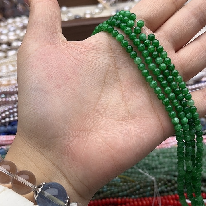 玛瑙/玉髓未镶嵌珠宝半成品一条4mm左右干青