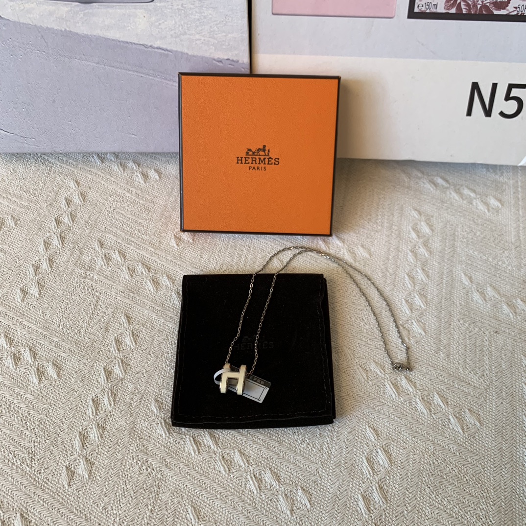 99新 Hermes/爱马仕 白银H项链大号
