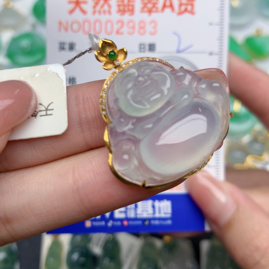 翡翠18K金镶嵌颈饰“****”佛公