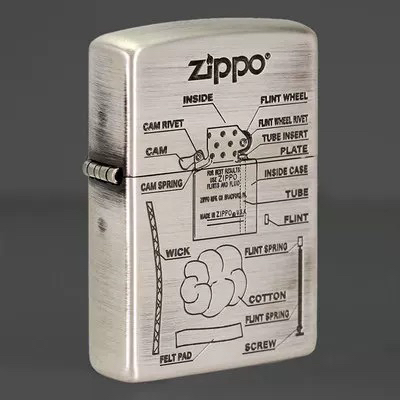 zippo打火机美国 ZBT-3-162b Zippo解构-银 日版原版RBJ1