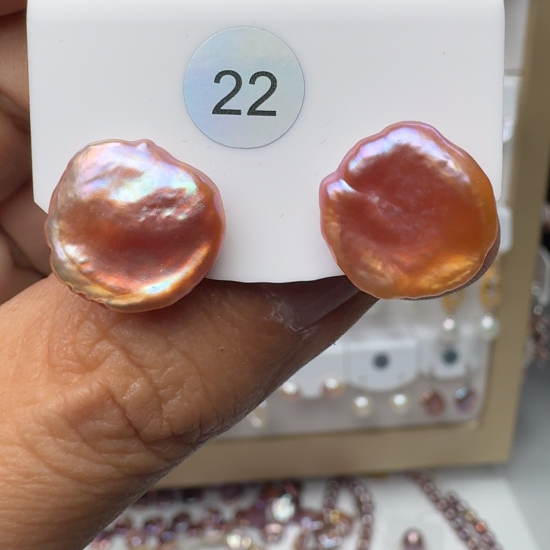 耳饰银S925镶嵌淡水珍珠