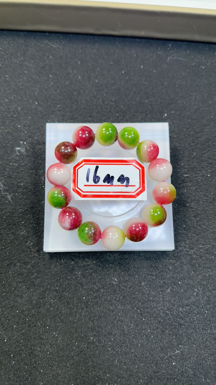 绿粉飘花16mm手串发一条E02