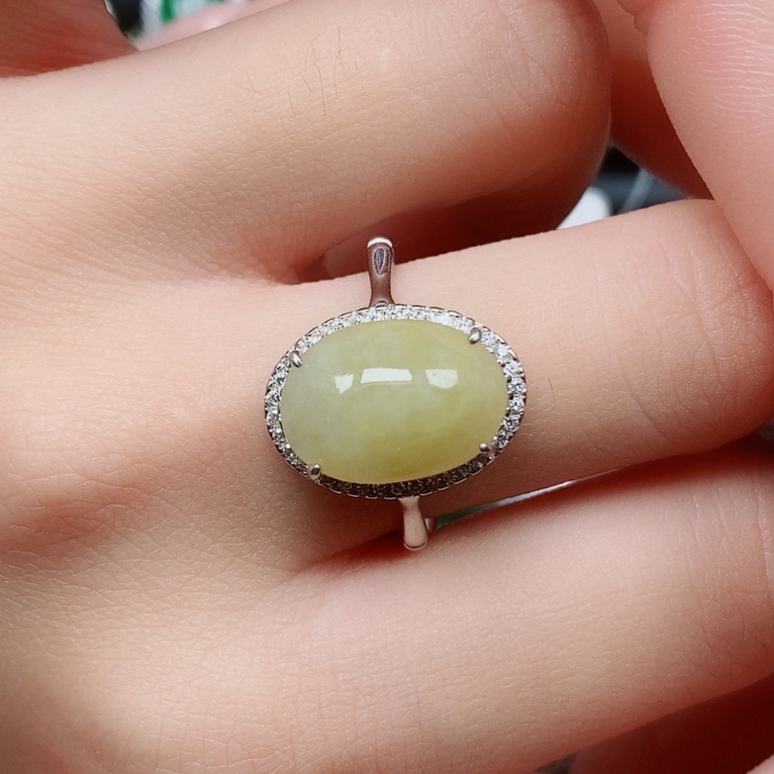 翡翠戒指银S925镶嵌戒指