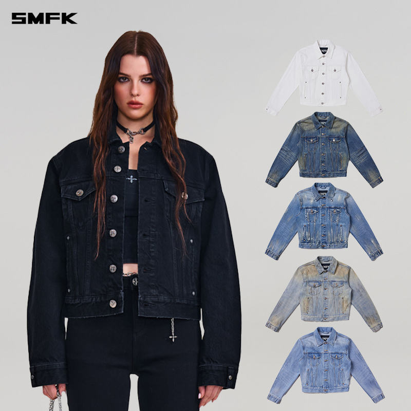 SMFK十字永恒修身牛仔夹克 CG003B2 经典复古时尚百搭水洗外套