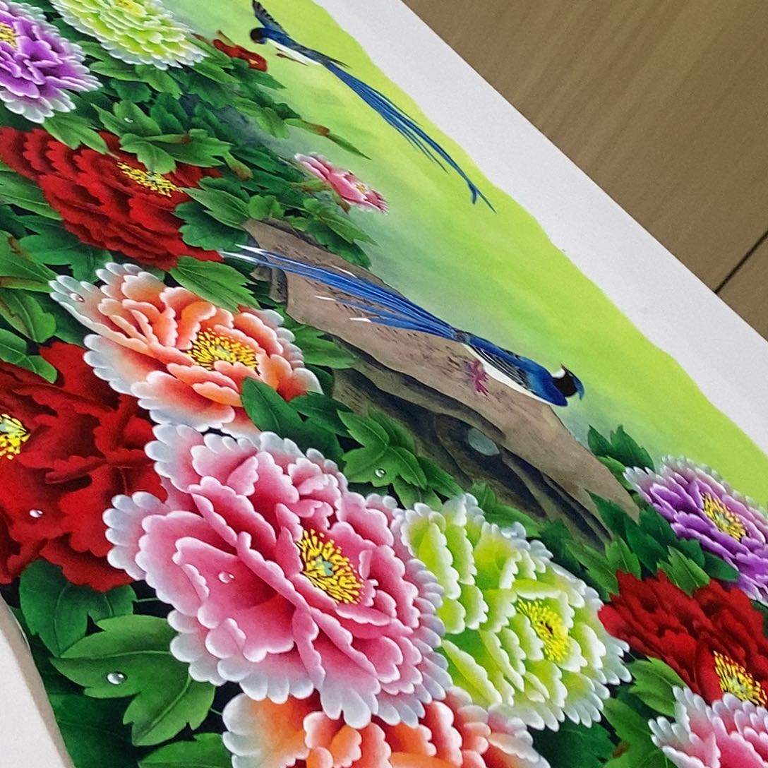 五***）国画手绘工笔牡丹