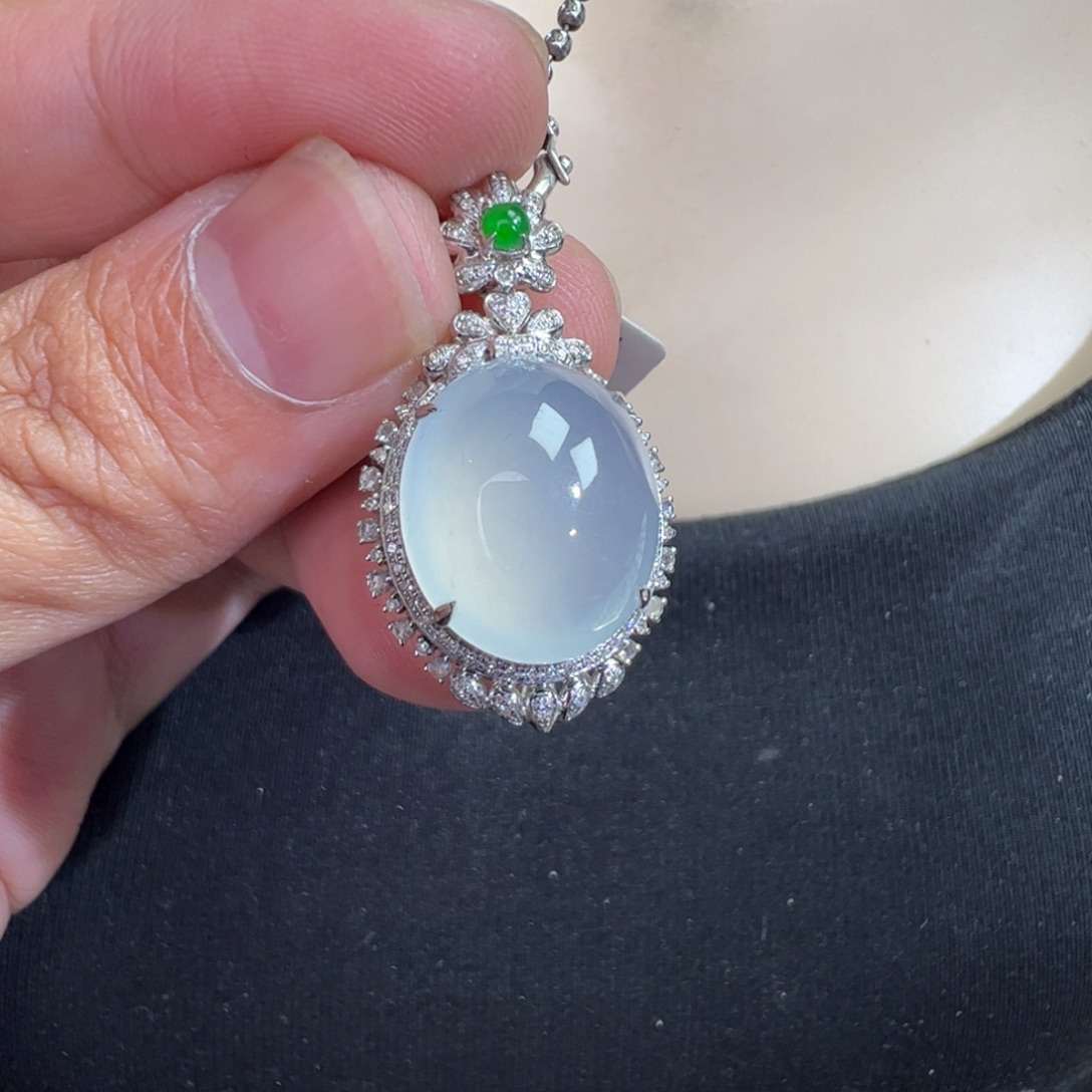 翡翠18K金镶嵌吊坠(不含链)