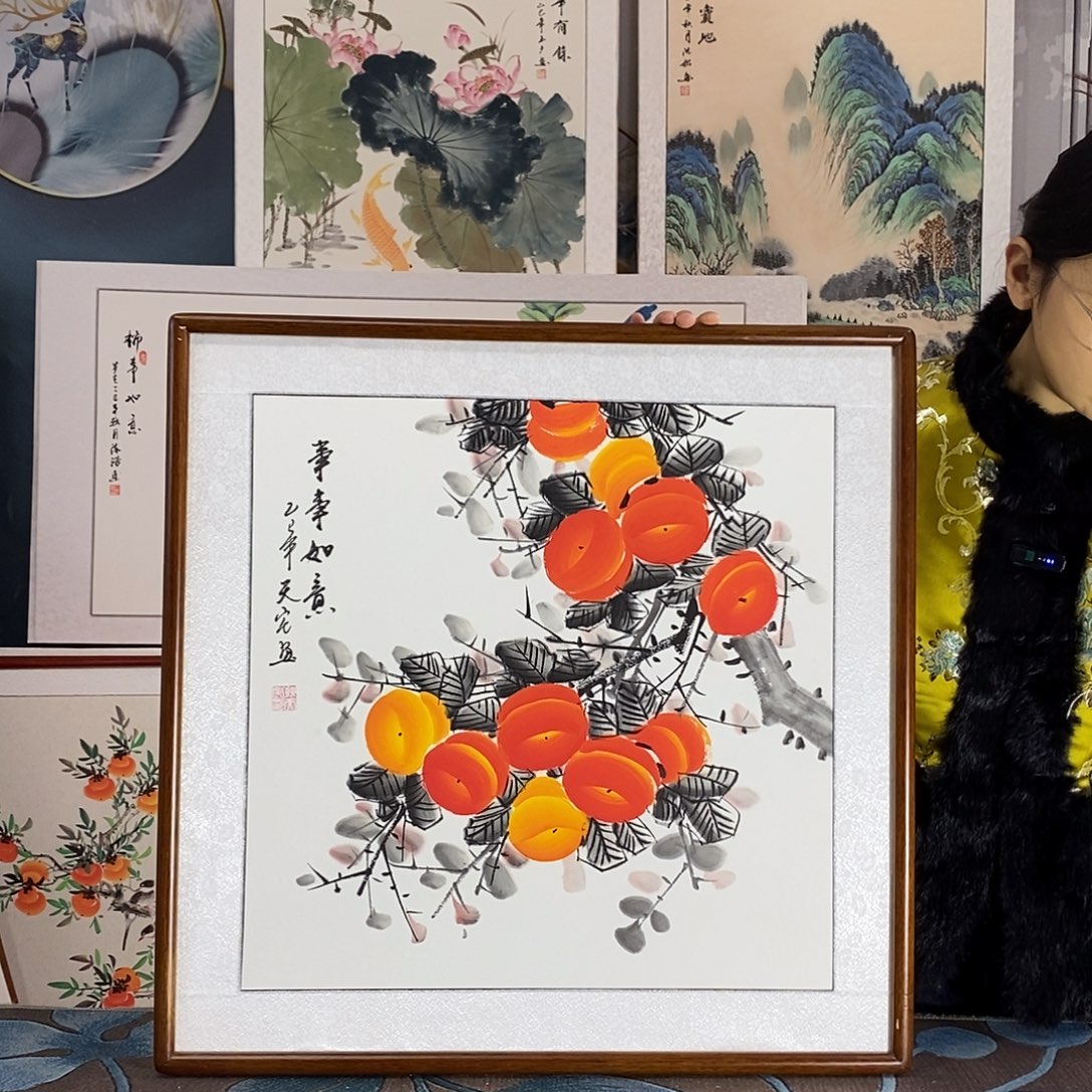 国画62✖️62厘米外径手绘国画作品