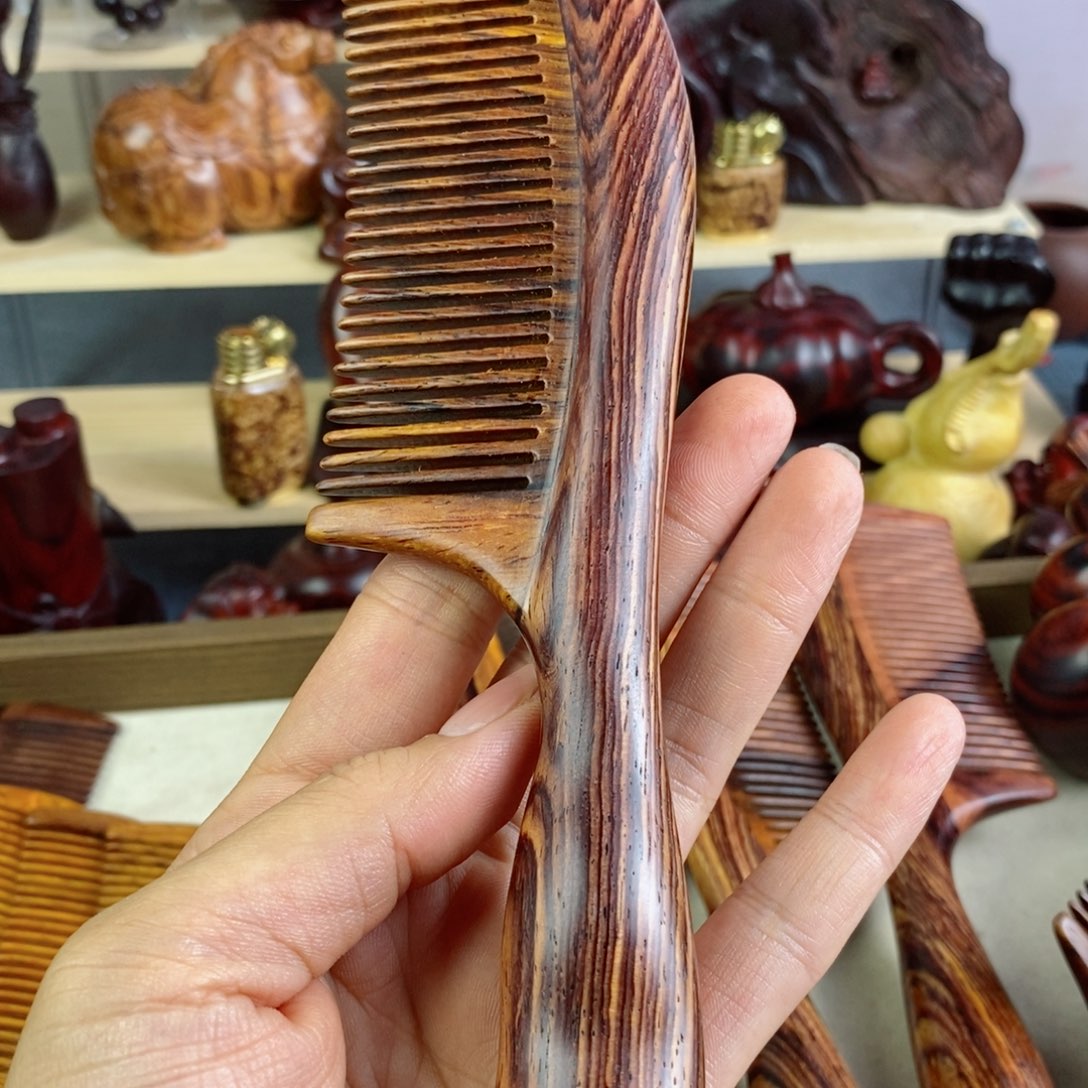 我***佛檀香木微凹黄檀梳子手把
