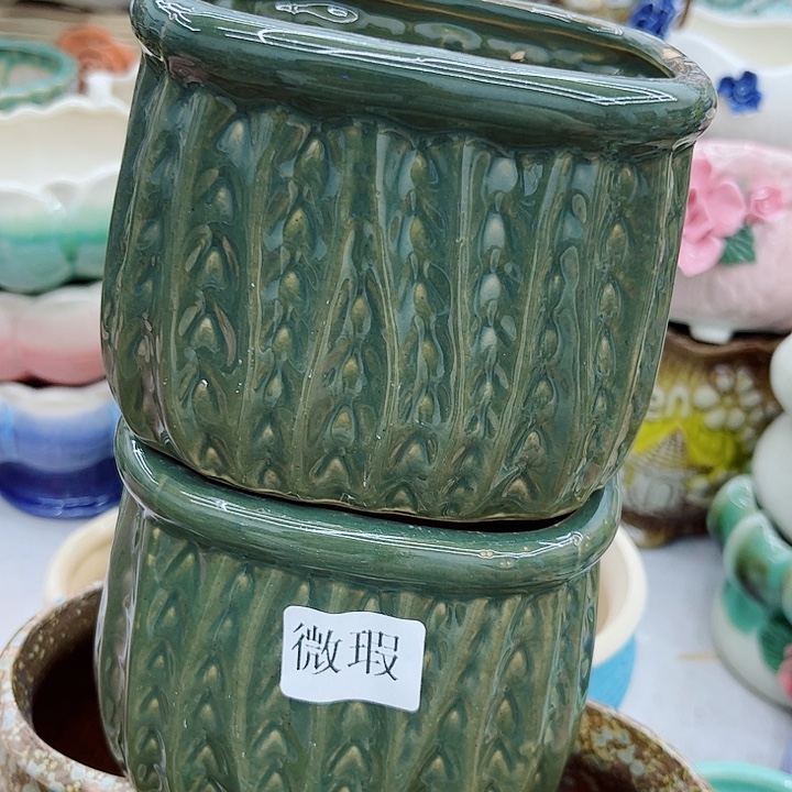 多肉绿植陶瓷花盆9.9包邮，有孔