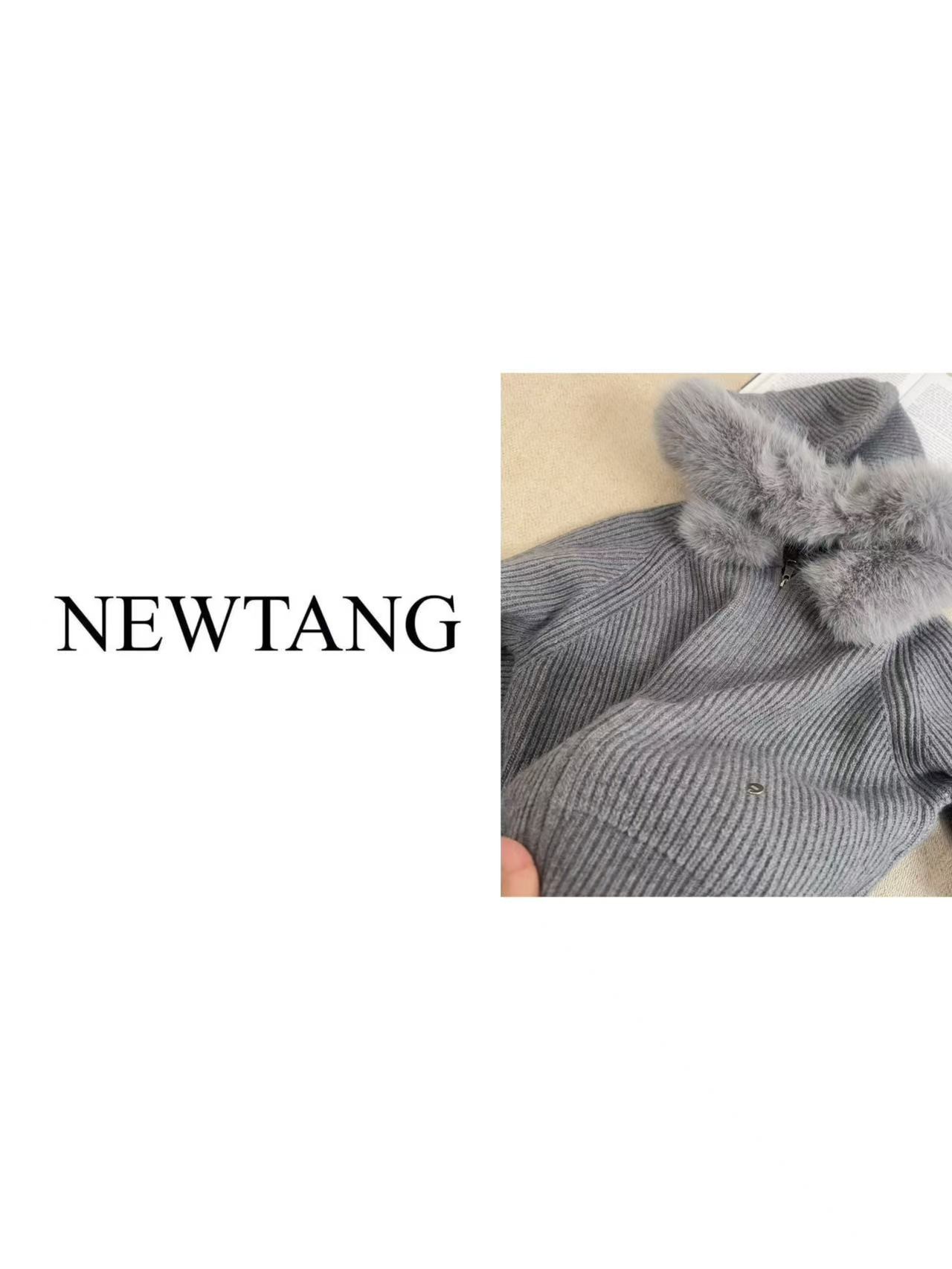 【柔软时光】1181高级感毛领连帽针织开衫毛衣女冬季慵懒感宽松上衣