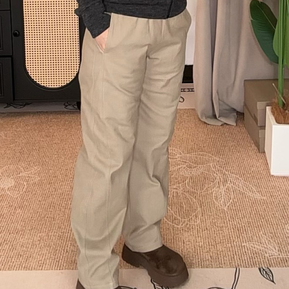 涛姐服饰 25年冬新款 燕麦灰休闲香蕉裤 FM260505