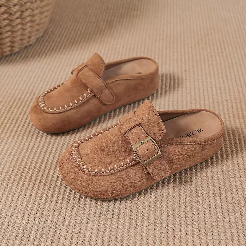 【品牌】平底勃肯鞋女2025新款百搭搭扣休闲鞋一脚蹬懒人潮鞋853-2