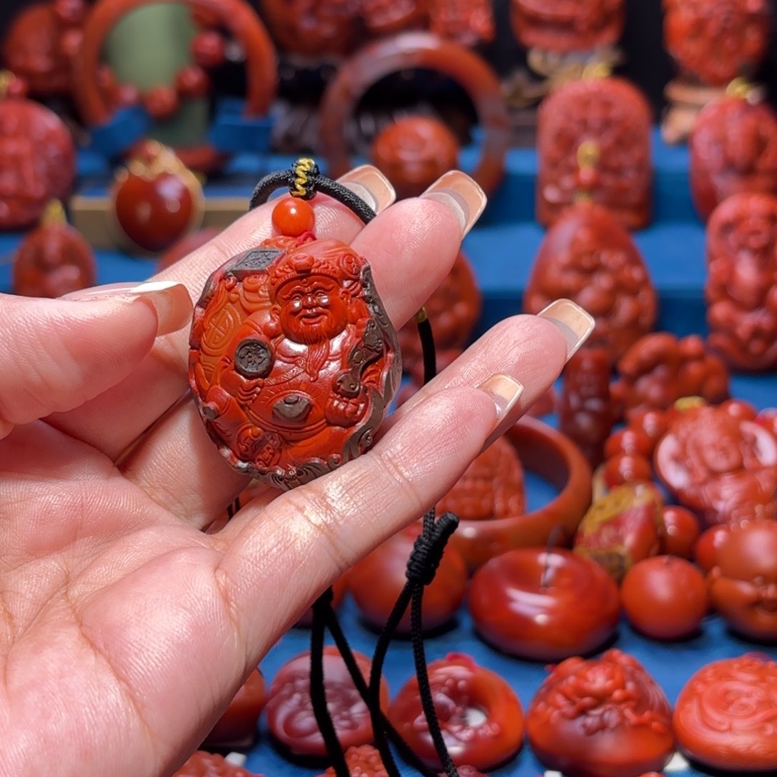 未镶嵌雕刻南红玛瑙风**画