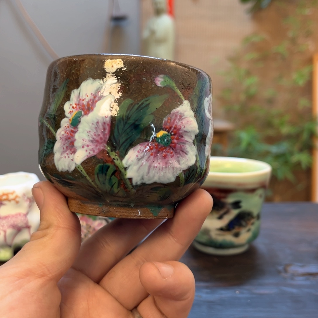 杯柴烧手工手绘陶瓷